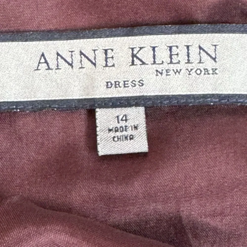 Anne Klein Red Floral Dress Sleeveless Sheath Knee Length Size 14 Cocktail Party